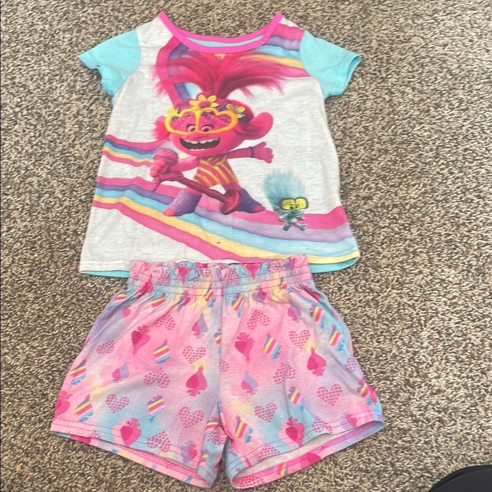 Dreamworks Trolls Kids Pajama Set - Pink and Aqua